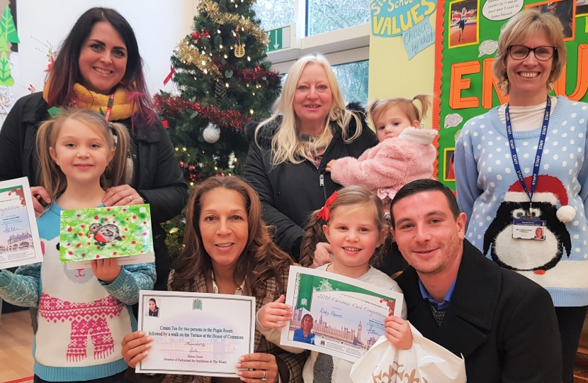 Top row left to Right: Daisy’s mum Clair, Ruby’s gran and little sister, Sissinghurst C of E Primary Headteacher Cathy Penfold; Bottom row; Daisy, Helen, Ruby and Ruby’s dad James. 