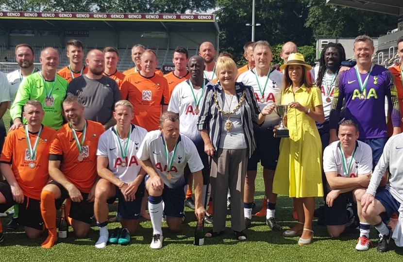 Helen with both teams after the match