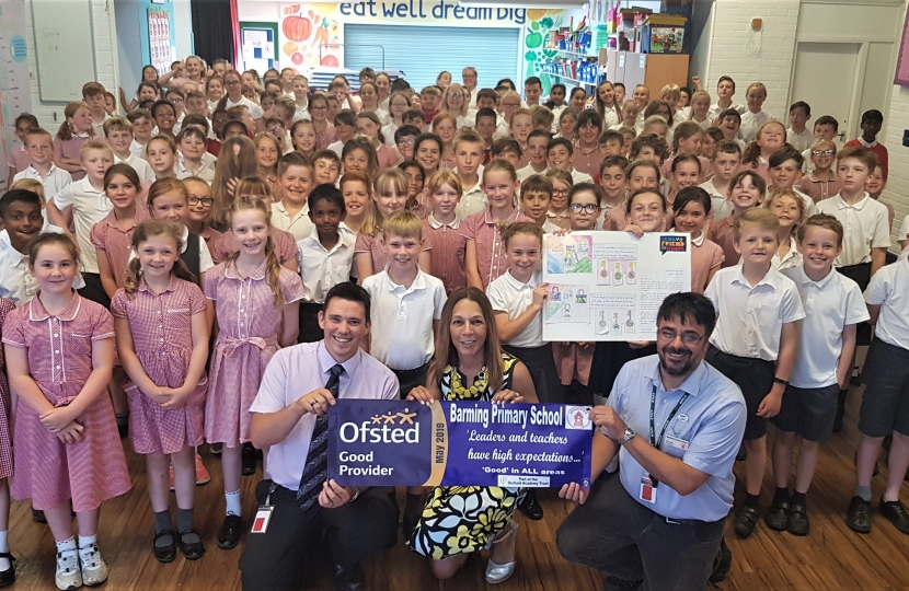 Helen with Staff and Students at Barming Primary School