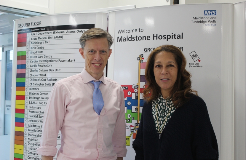 Helen Grant with Miles Scott (Chief Executive of Maidstone and Tunbridge Wells NHS Trust)