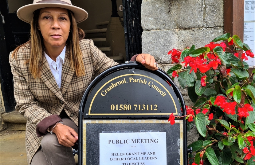 Helen outside the Vestry Hall