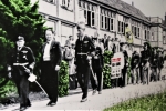 ‘The Bensan Band’ drumming-out a recovered patient on his way home from the Benenden Sanatorium in the mid 20th century.  Patients came together to form a makeshift band who celebrated the departure of each recovered patient after months and even years of convalescence