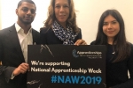 Helen with apprentices at the Parliamentary launch of National Apprenticeship Week 2019.