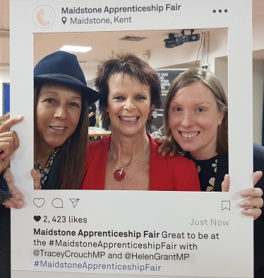 Helen with Tracey Crouch MP and Apprenticeship Minister Anne Milton MP