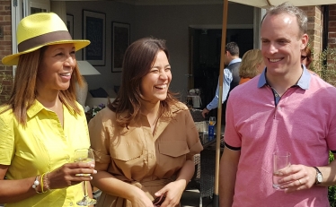 Helen with Erika and Dominic Raab relaxing at a family event.