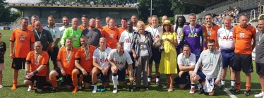 Helen with both teams after the match