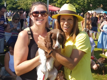 Helen Grant MP with Ramona and ‘Daisy’ at Sissinghurst dog show  